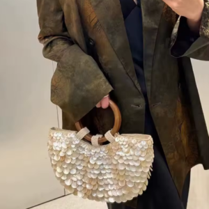 اليدوية الصناعة الثقيلة حبة حقيبة يد مطرزة قذيفة الطبيعية قطري حقائب اليد نصف القمر Crossbody المرأة الزفاف جزء حقائب جديدة
